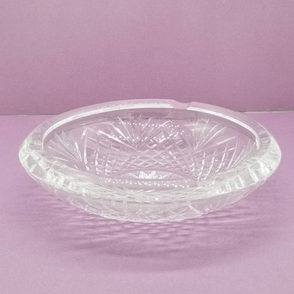 Cut Crystal Ashtray Round Heavy Clear Vintage ash tray - Picture 5 of 8